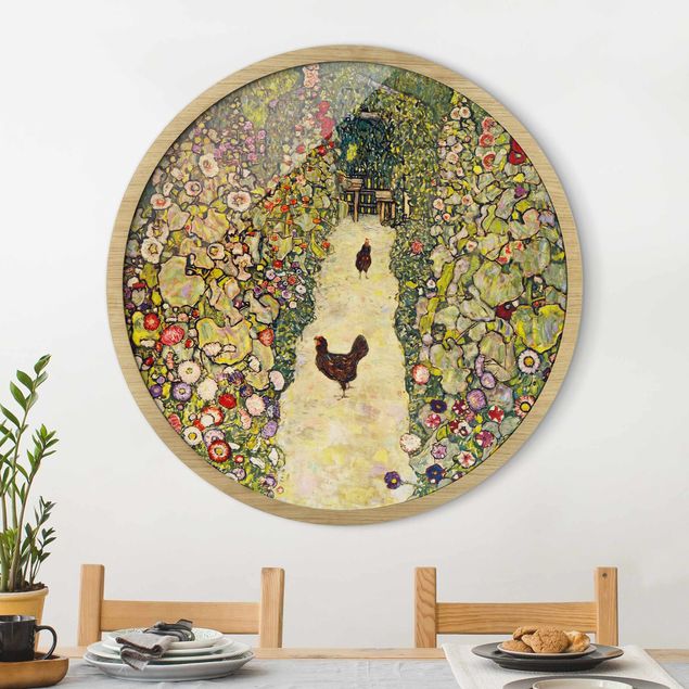 Quadros movimento artístico Art Déco Gustav Klimt - Garden Path with Hens