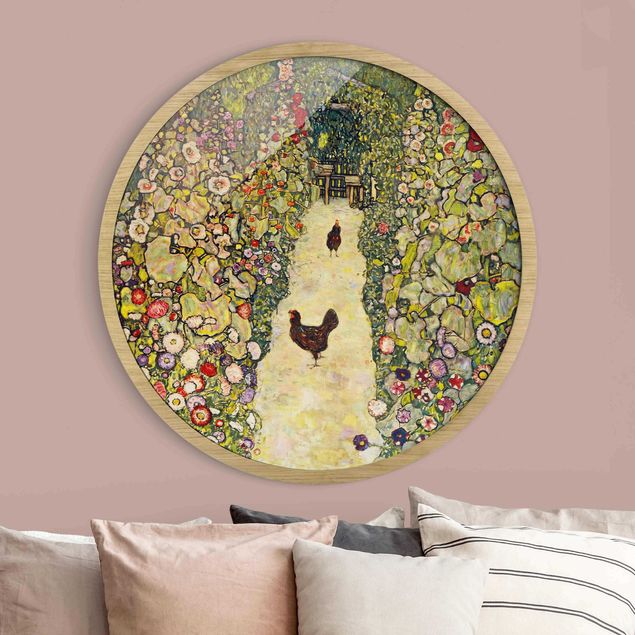 Quadros por movimento artístico Gustav Klimt - Garden Path with Hens