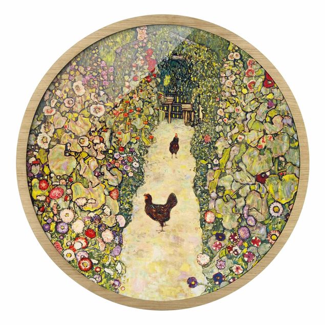 quadros decorativos para sala modernos Gustav Klimt - Garden Path with Hens