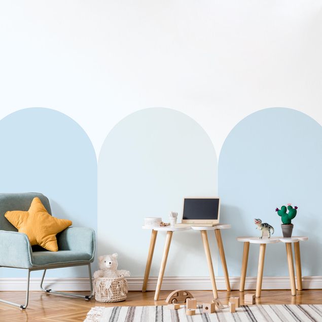 papel de parede para quarto de casal moderno Semicircular Border Large blue Mix