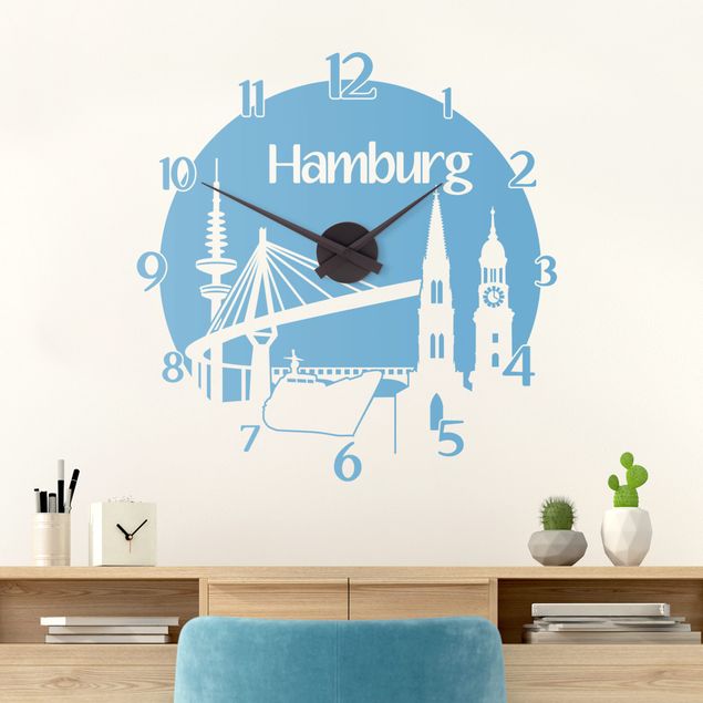 Autocolantes de parede Alemanha Hamburg clock