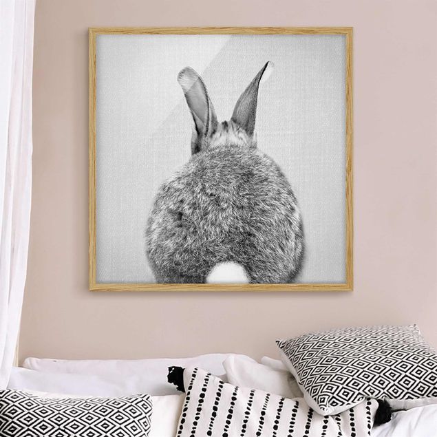 Decoração para quarto infantil Hare From Behind Black And White