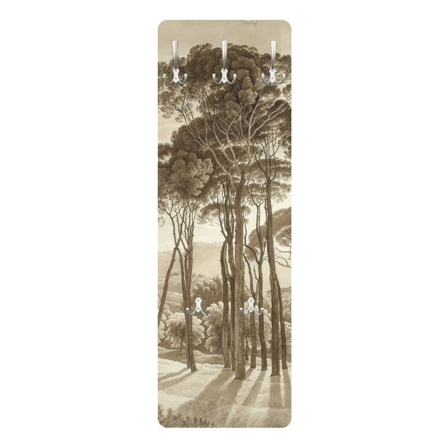 Bengaleiros de parede Hendrik Voogd Landscape With Trees In Beige