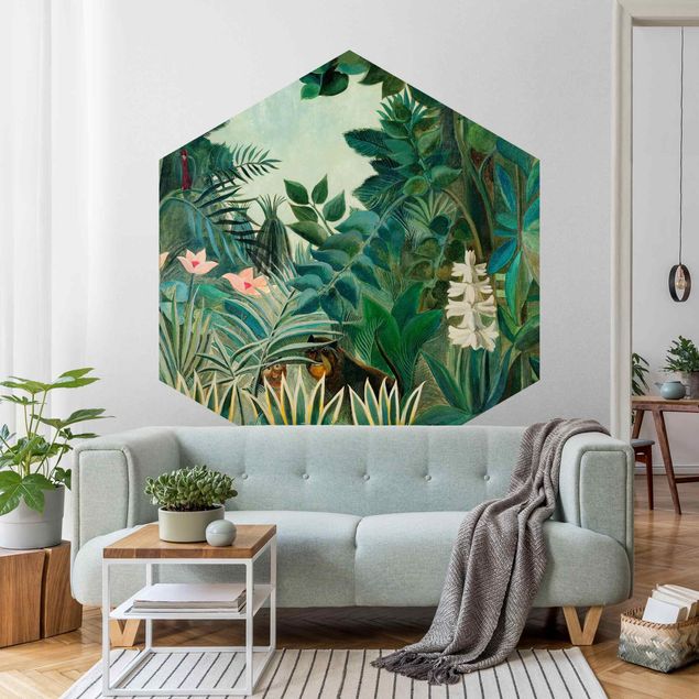 papel de parede moderno para sala Henri Rousseau - The Equatorial Jungle