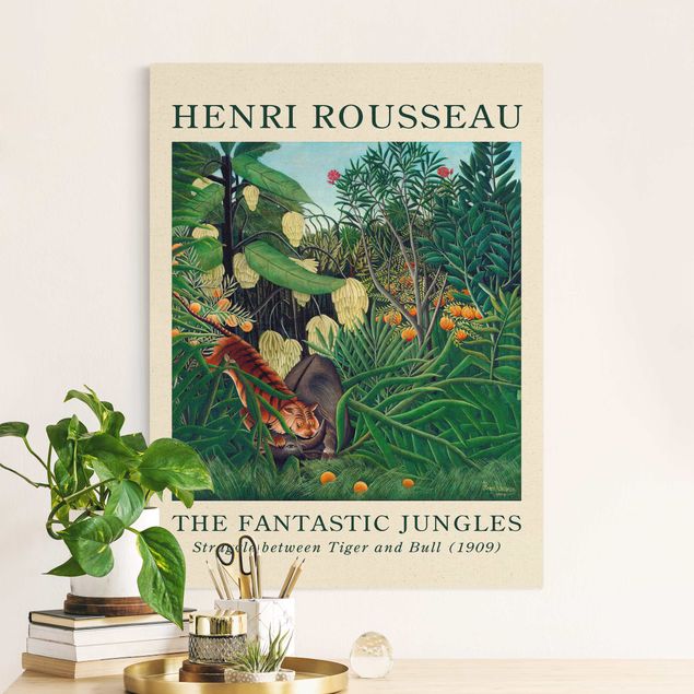 Telas decorativas tigres Henri Rousseau - Fight Between A Tiger And A Buffalo - Museum Edition