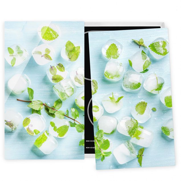 decoraçao para parede de cozinha Ice Cubes With Mint Leaves