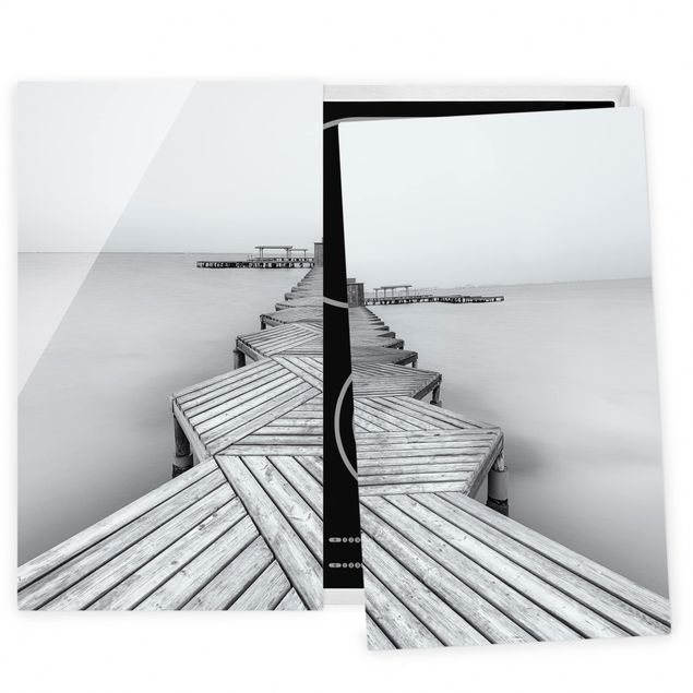 Proteção para fogão Wooden Pier In Black And White
