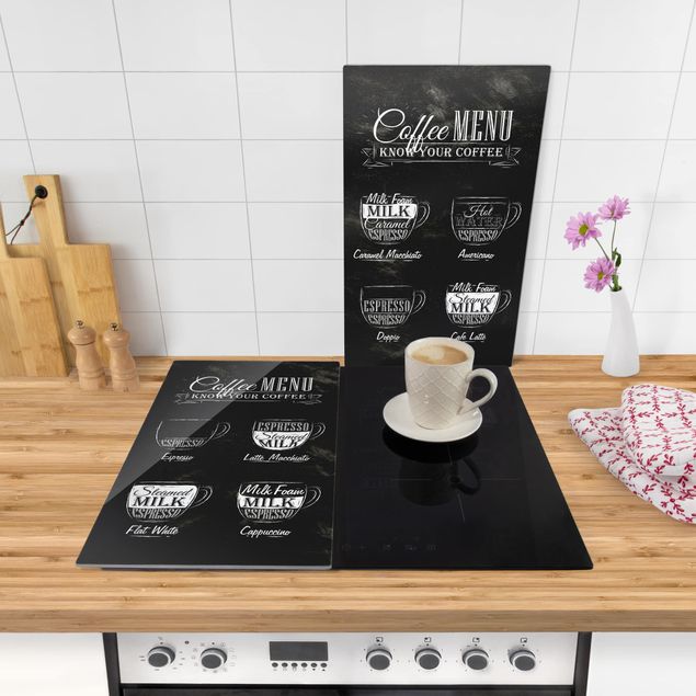 Proteção para fogão Coffee Varieties Chalkboard