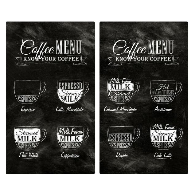 Tampa para fogão Coffee Varieties Chalkboard