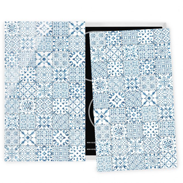 decoraçao cozinha Patterned Tiles Blue White