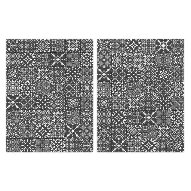 Tampa para fogão Patterned Tiles Dark Gray White