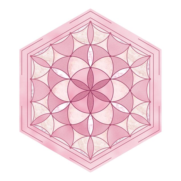 murais de parede Hexagonal Mandala In Pink