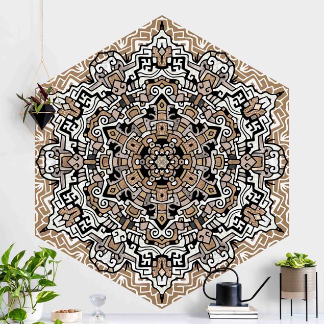 decoraçao para parede de cozinha Hexagonal Mandala With Details