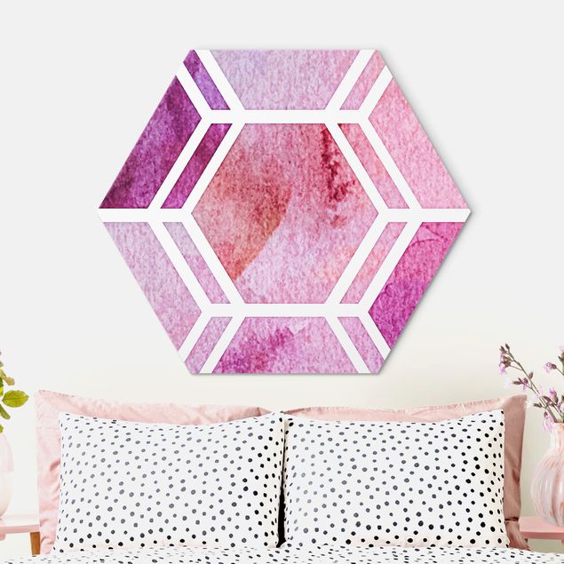 decoraçoes cozinha Hexagonal Dreams Watercolour In Berry