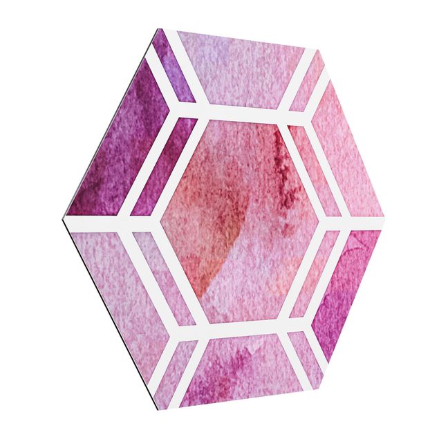 Quadros em lilás Hexagonal Dreams Watercolour In Berry