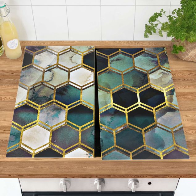 decoraçoes cozinha Hexagonal Dreams Watercolour With Gold