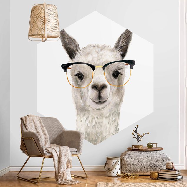 papel de parede moderno para sala Hip Lama With Glasses I