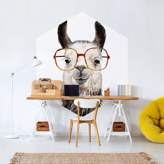 papel de parede com animais Hip Lama With Glasses IV