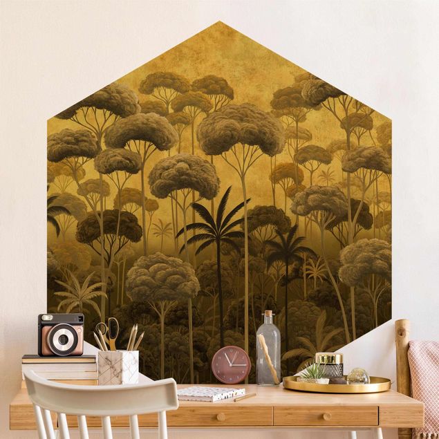 Mural de parede Tall Trees in the Jungle in Golden Tones