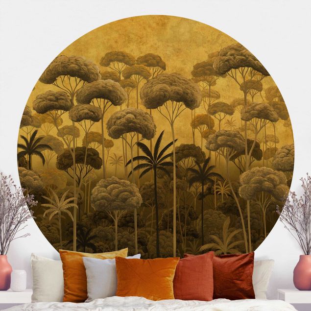 papel de parede floresta tropical Tall Trees in the Jungle in Golden Tones