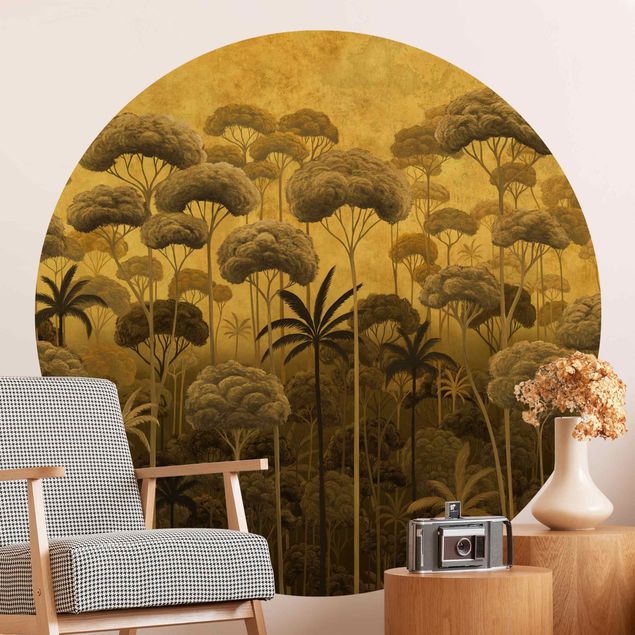 mural para parede Tall Trees in the Jungle in Golden Tones