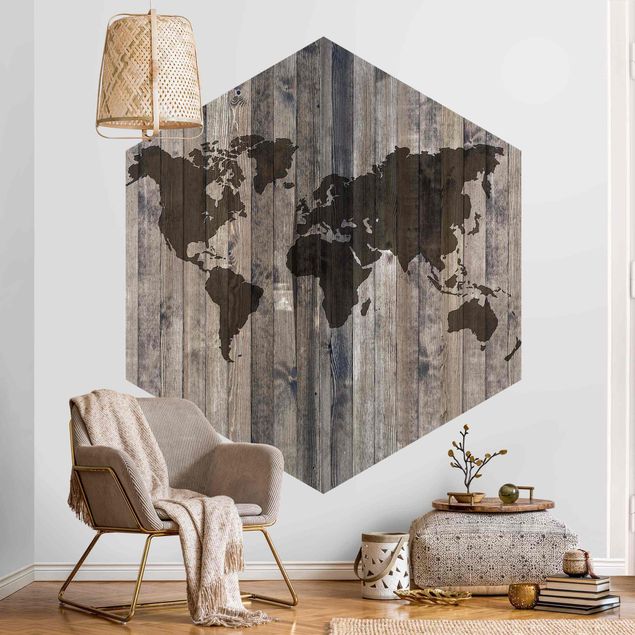 papéis de parede mapa mundi Wooden World Map