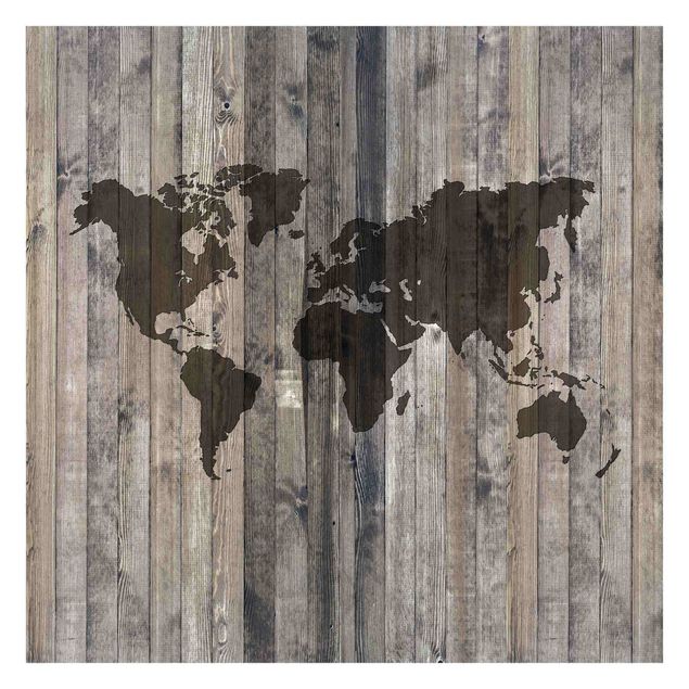 Mural de parede Wood World Map