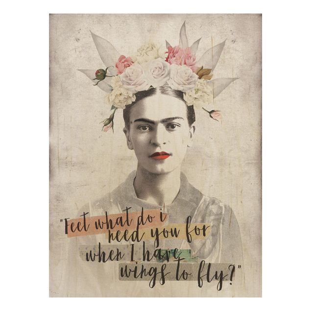 Quadros em madeira flores Frida Kahlo - Quote