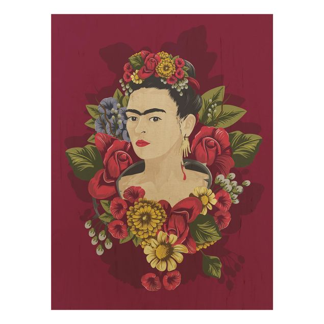 Quadros em madeira flores Frida Kahlo - Roses