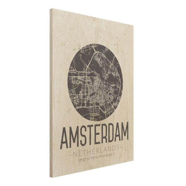 decoraçao para parede de cozinha Amsterdam City Map - Retro