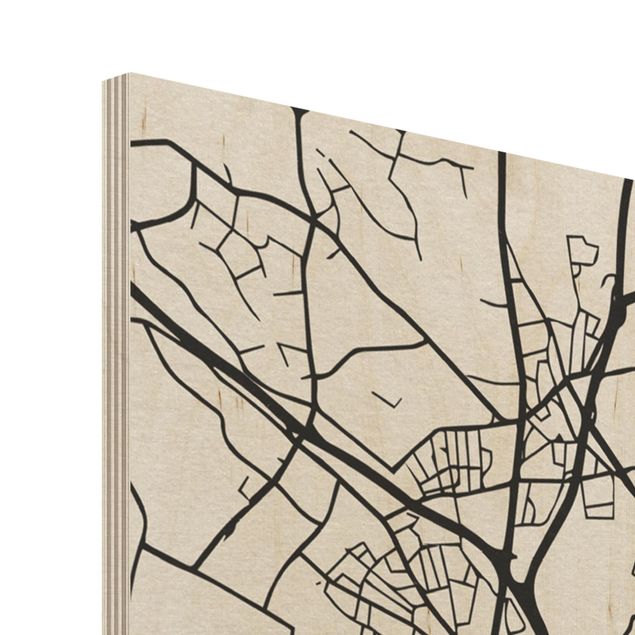 Quadros em madeira Hamburg City Map - Classic
