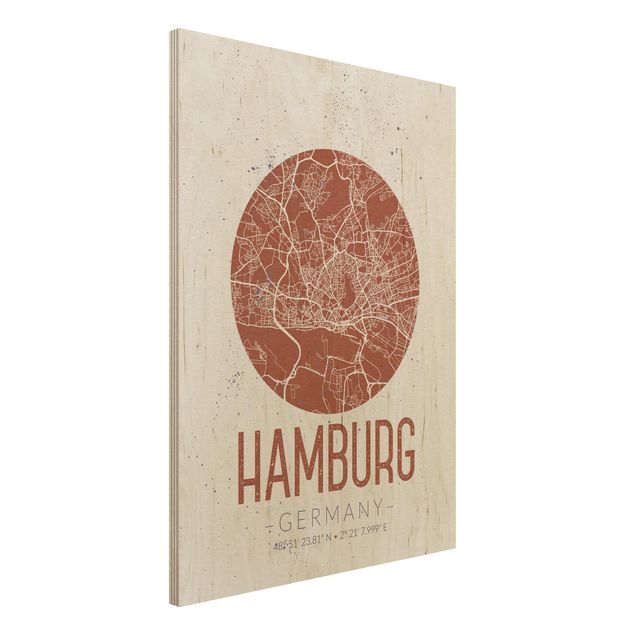 decoraçao para parede de cozinha Hamburg City Map - Retro