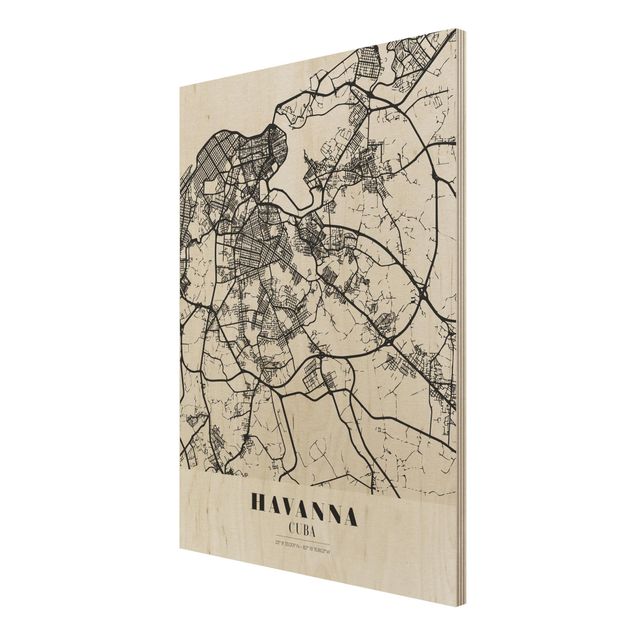 quadros para parede Havana City Map - Classic