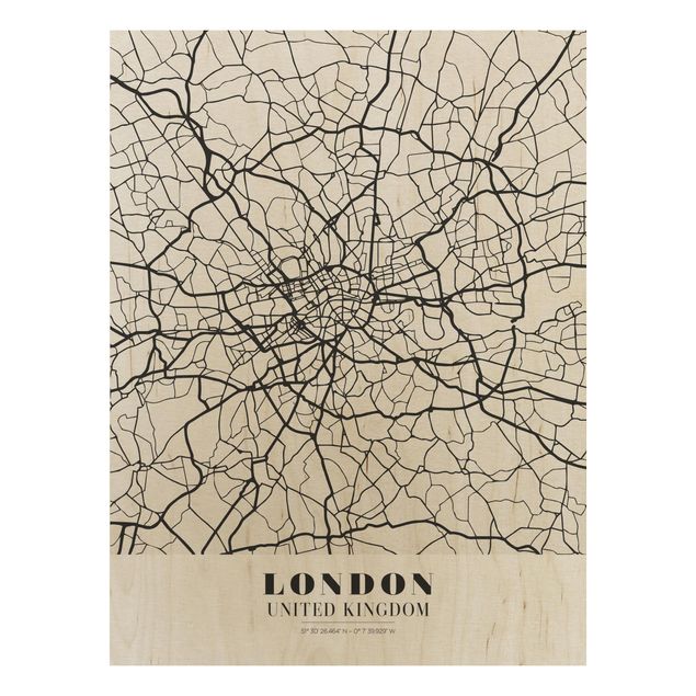 Quadros em madeira frases London City Map - Classic