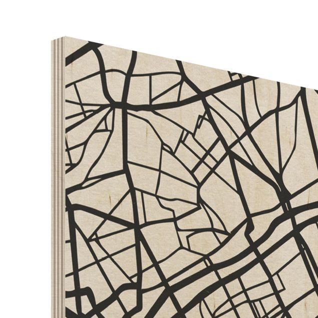 Quadros em madeira Paris City Map - Classic