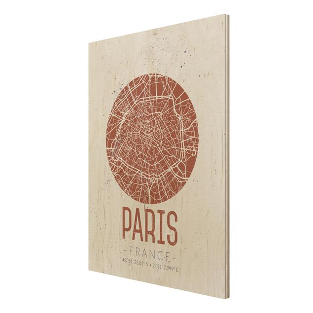 decoração quadros City Map Paris - Retro