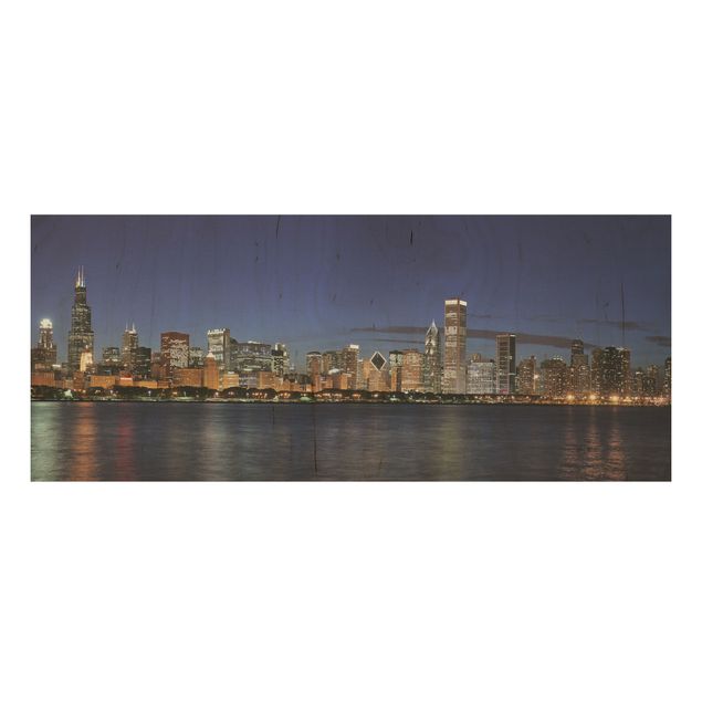 decoração quadros Chicago Skyline At Night