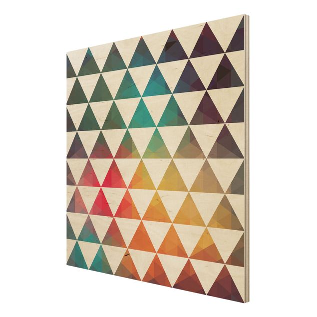 quadro de madeira para parede Wood Print - Colour Geometry
