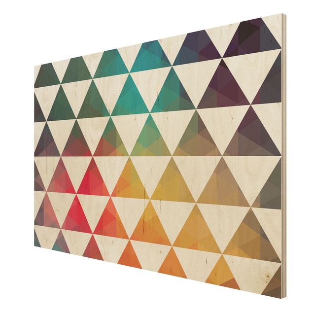 quadro de madeira para parede Wood Print - Colour Geometry