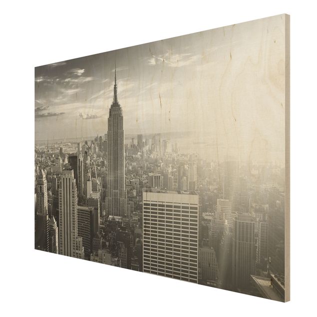 quadro de madeira para parede Manhattan Skyline