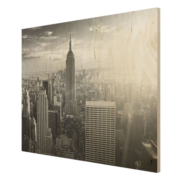 quadro de madeira para parede Manhattan Skyline