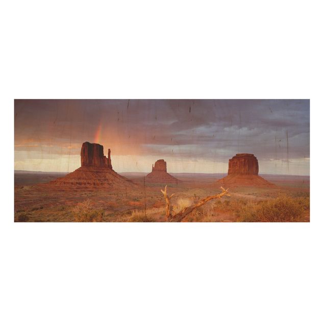 Quadros em madeira paisagens Monument Valley At Sunset