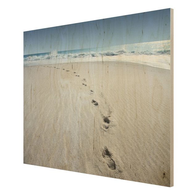Quadros em madeira praia Traces In The Sand
