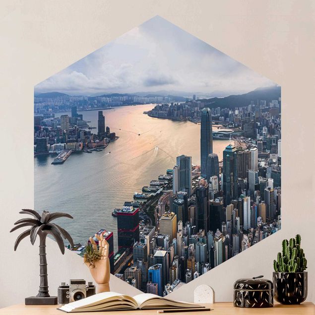 papel de parede para quarto de casal moderno Hong Kong At Dawn