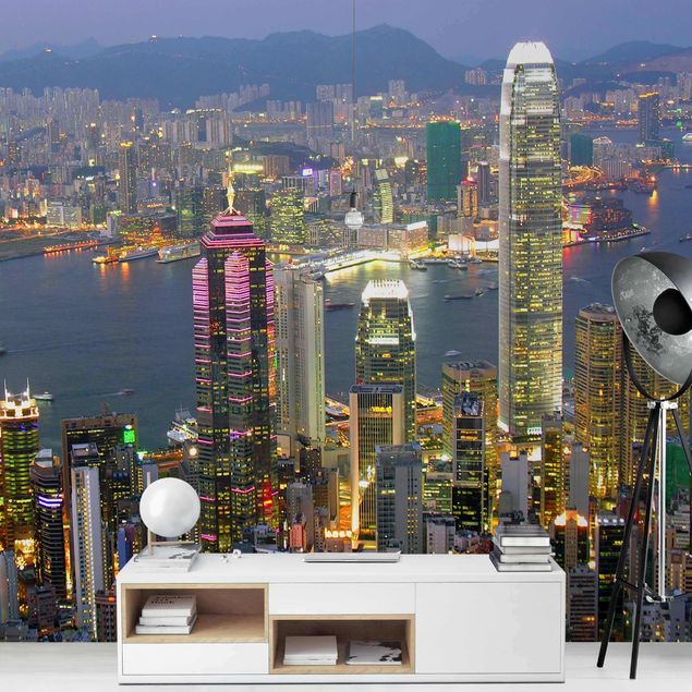 papéis de parede azul Hong Kong Skyline