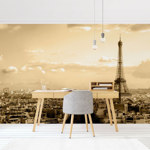 Papel de parede dourado I love Paris