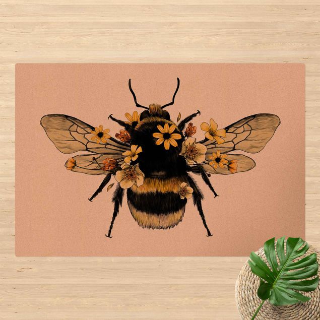 tapetes pequenos Illustration Floral Bumblebee