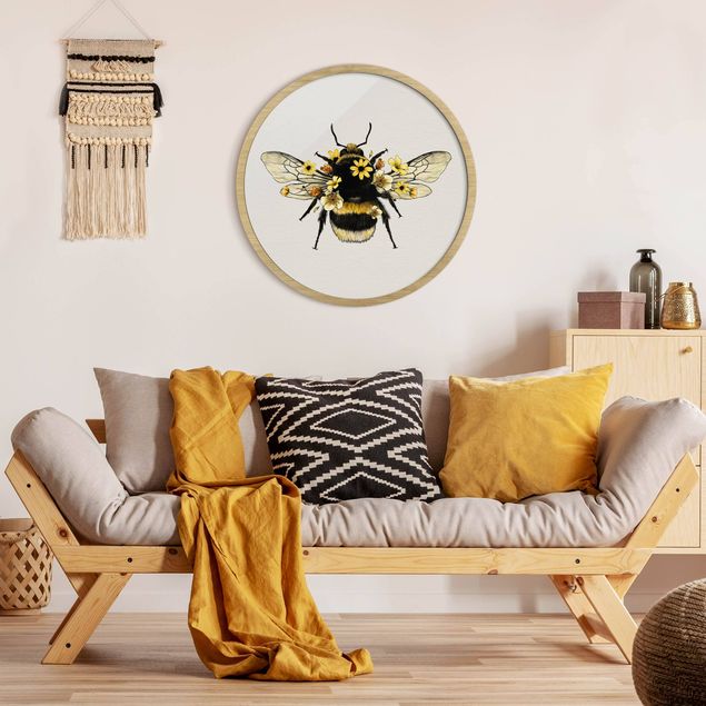 Quadros em amarelo Illustration Floral Bumblebee