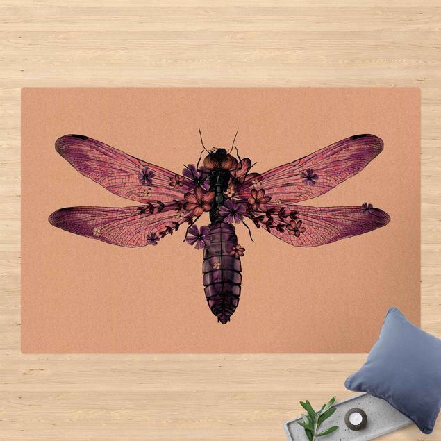 Tapete roxo Illustration Floral Dragonfly