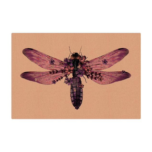 Tapete de cortiça Illustration Floral Dragonfly